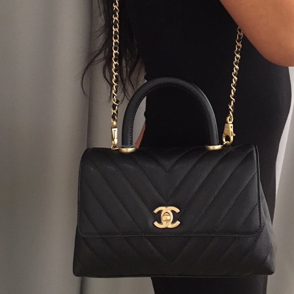 CHANEL Authentic CC Coco Handle Caviar Flap Bag - Picture 8 of 8